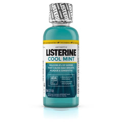 Listerine Cool Mint antiseptic mouthwash bottle for 24-hour germ protection and fresh breath