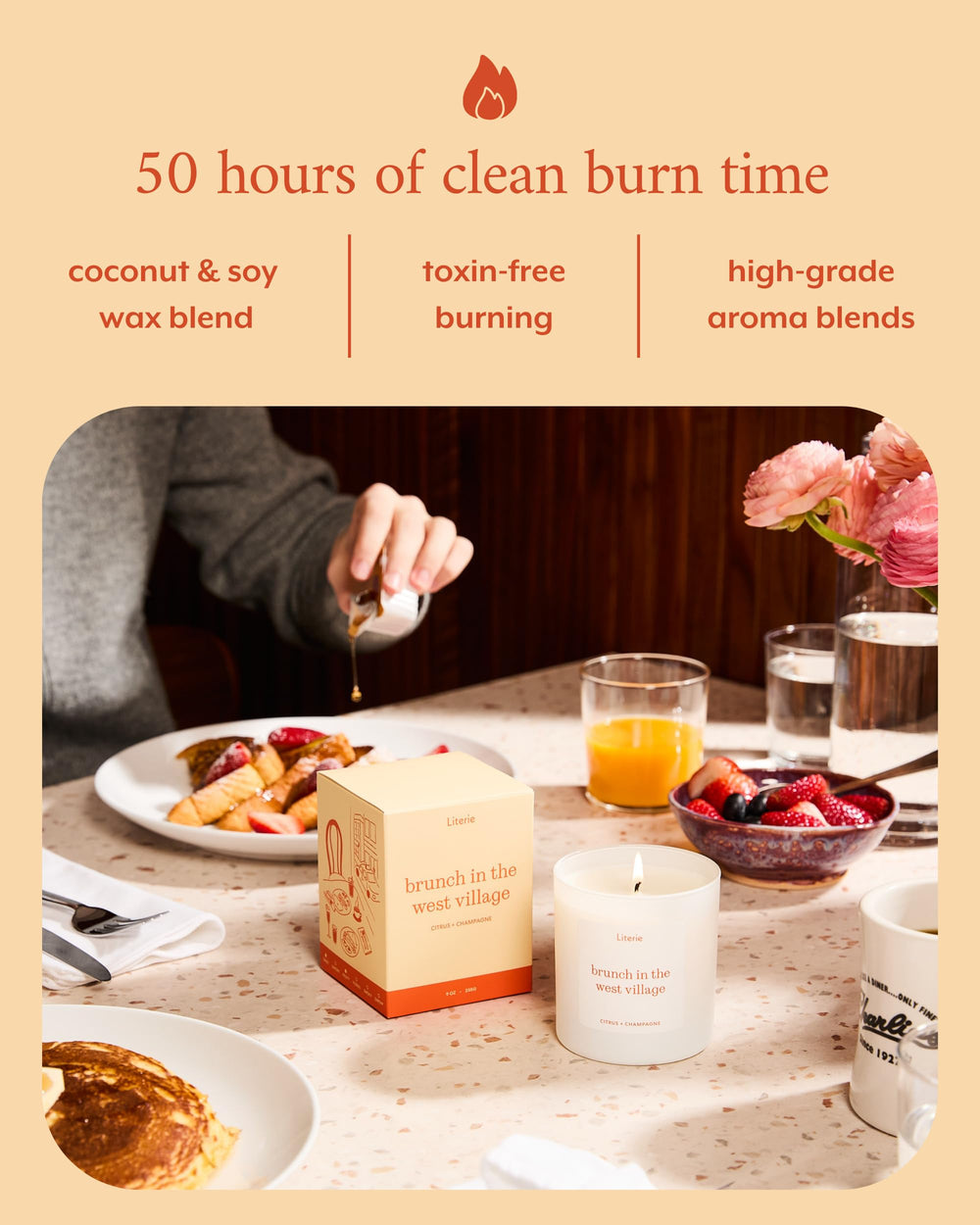 Literie NYC-inspired candle evokes city lights for relaxation and mood lighting.