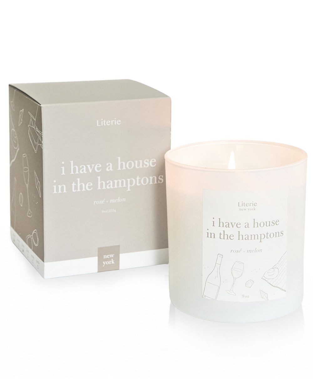 Literie NYC inspired candle label close-up highlighting Rosé and Melon notes