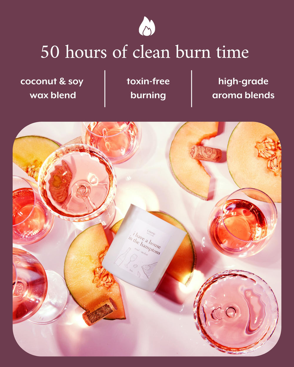 Literie candle wax texture reveals vegan soy and coconut blend
