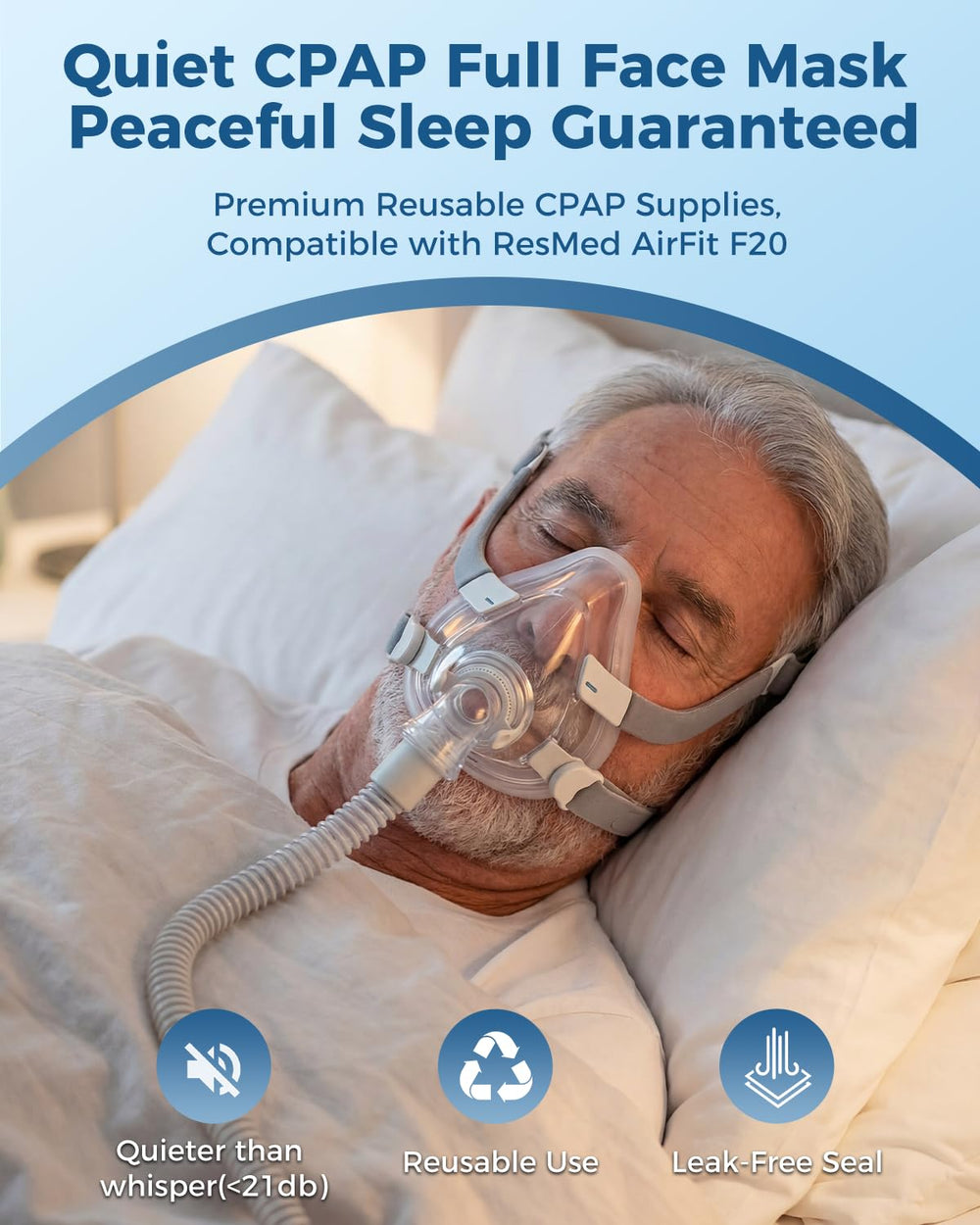 Litstone TMS Comfort full-face mask assembly compatible with AirFit F20 system.