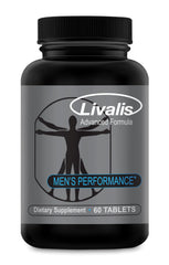 Livalis male enlargement bottle with capsules suggesting performance support