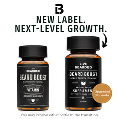 Packaging box for Live Bearded Beard Boost highlights premium quality