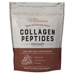 Live Conscious Chocolate collagen powder no refrigeration needed