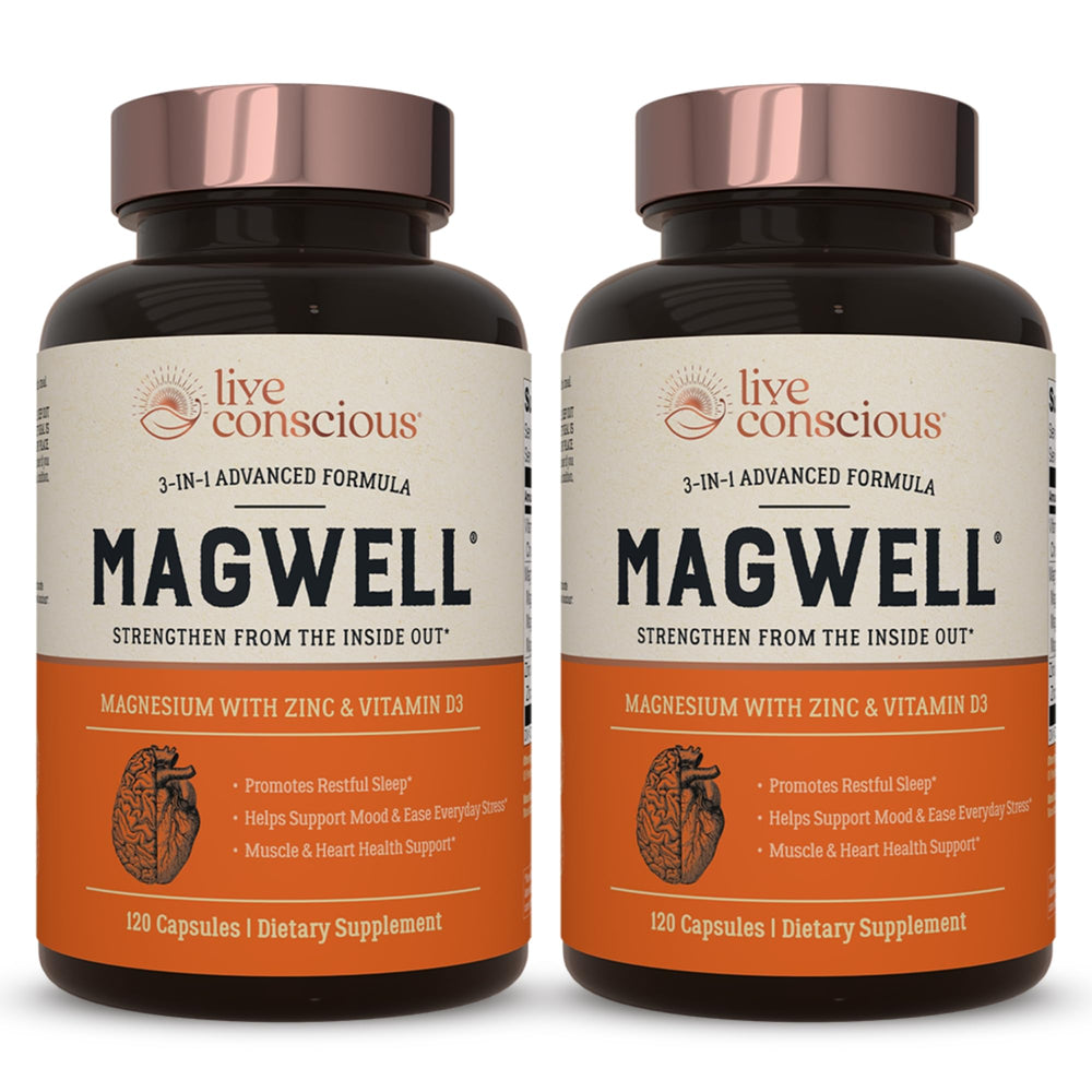 Live Conscious MagWell bottle-front showcasing the product for bone and immune support.