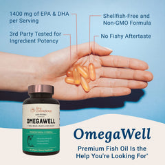 Two OmegaWell bottles showing a convenient two-pack for daily use