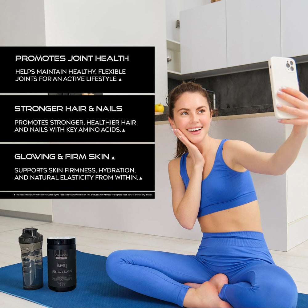 LIVE LGNDRY LABS collagen powder scoop for precise 7 g serving.