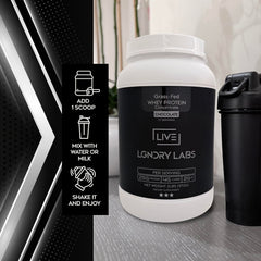 LIVE LGNDRY LABS bottle label close-up highlighting ingredients and packaging