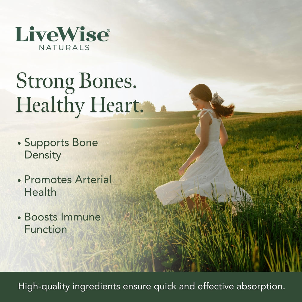 Live Wise Naturals Vitamin D3+K2 drops bottle cap for easy dosing.