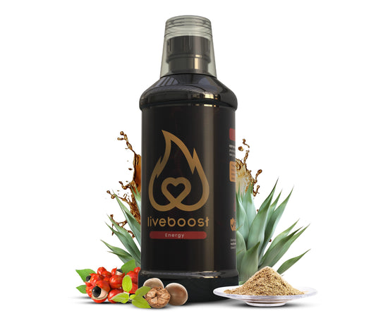 LIVEBOOST bottle front view shows a ready-to-drink daily energy support.