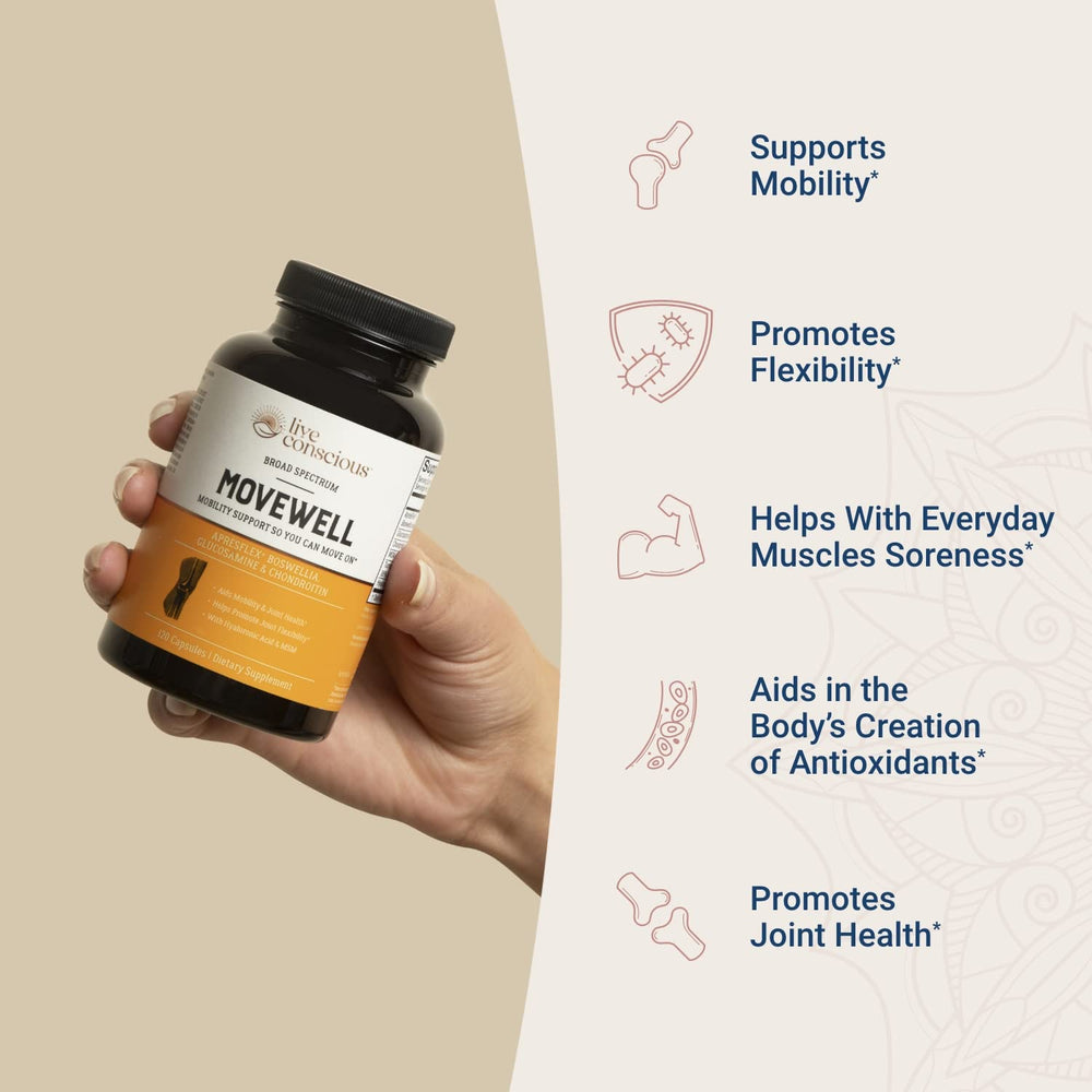 Live Conscious MoveWell pour capsules, easy daily intake.