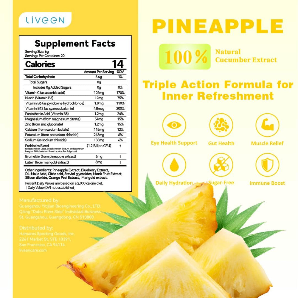 Liveen Rebound 100 bottle with water for sugar-free hydration.