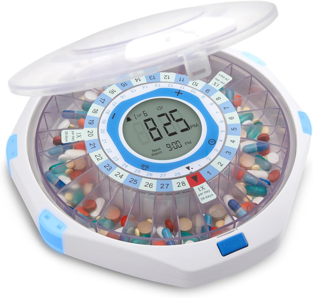 LiveFine WiFi Pill Dispenser with locking lid for secure storage of meds