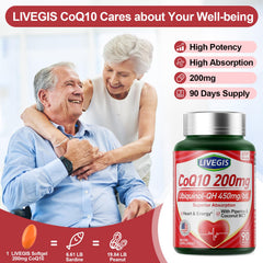 LIVEGIS CoQ10 coconut MCT oil blend image, signaling enhanced absorption.