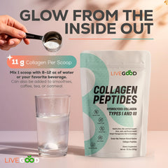 LiveGood Collagen Peptides from grass-fed sources for hair, nails, and skin.