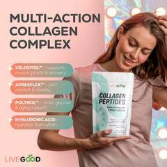 LiveGood collagen blends into smoothies for hydration and skin support.