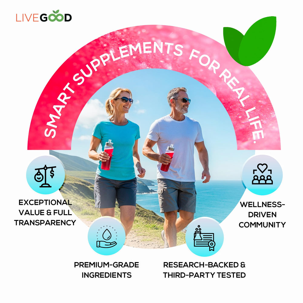 LiveGood E3 daily-use routine setup on a workout bag.