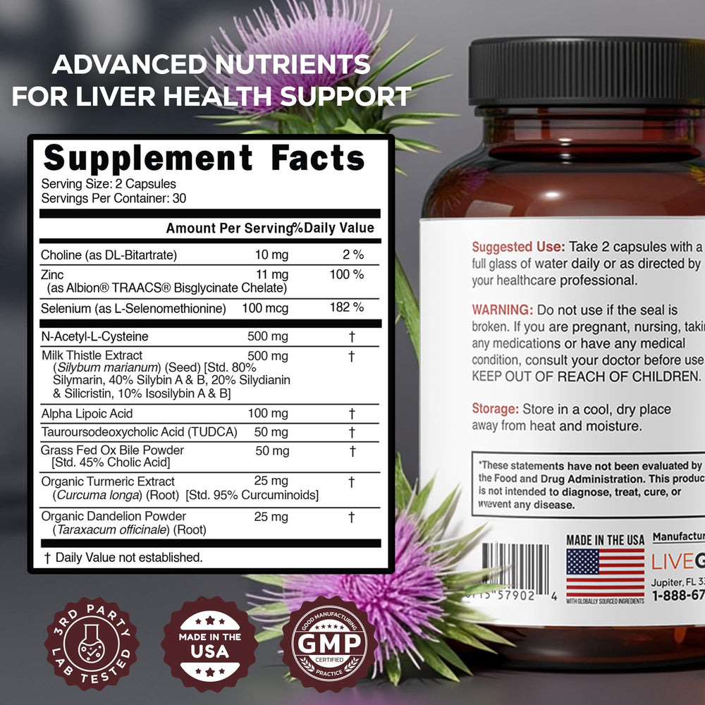 LIVEGOOD Liver Support capsules arranged to illustrate daily dosage for wellness
