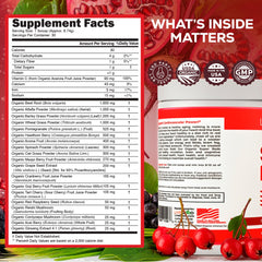 LiveGood Super Reds antioxidant fruit blend glass demonstrates convenient daily nutrition.