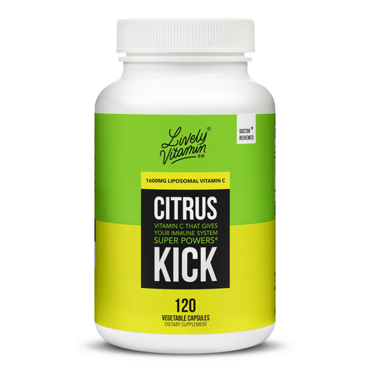 LIVELY VITAMIN CO Citrus Kick bottle front with capsules for immune support