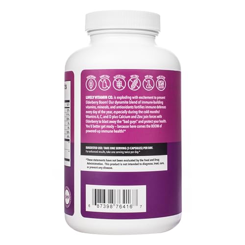 LIVELY VITAMIN CO. Elderberry Boom bottle dispensing capsules for daily use.