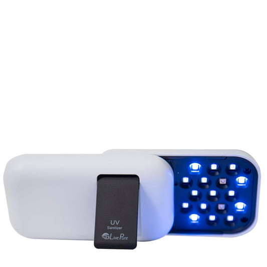 LivePure handheld UV light sanitizer front view for easy on-the-go disinfection