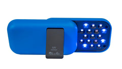 LivePure handheld UV sanitizer shown in hand for quick surface disinfection.
