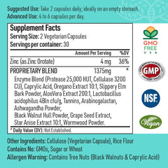 Liver Medic Candida Complex label with probiotic bottle and capsules