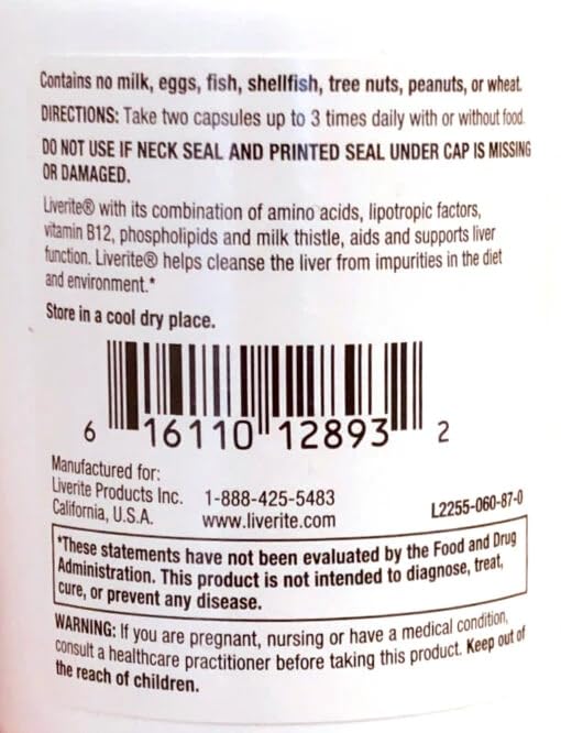 Liverite Liver Aid capsules inside bottle, easy daily intake
