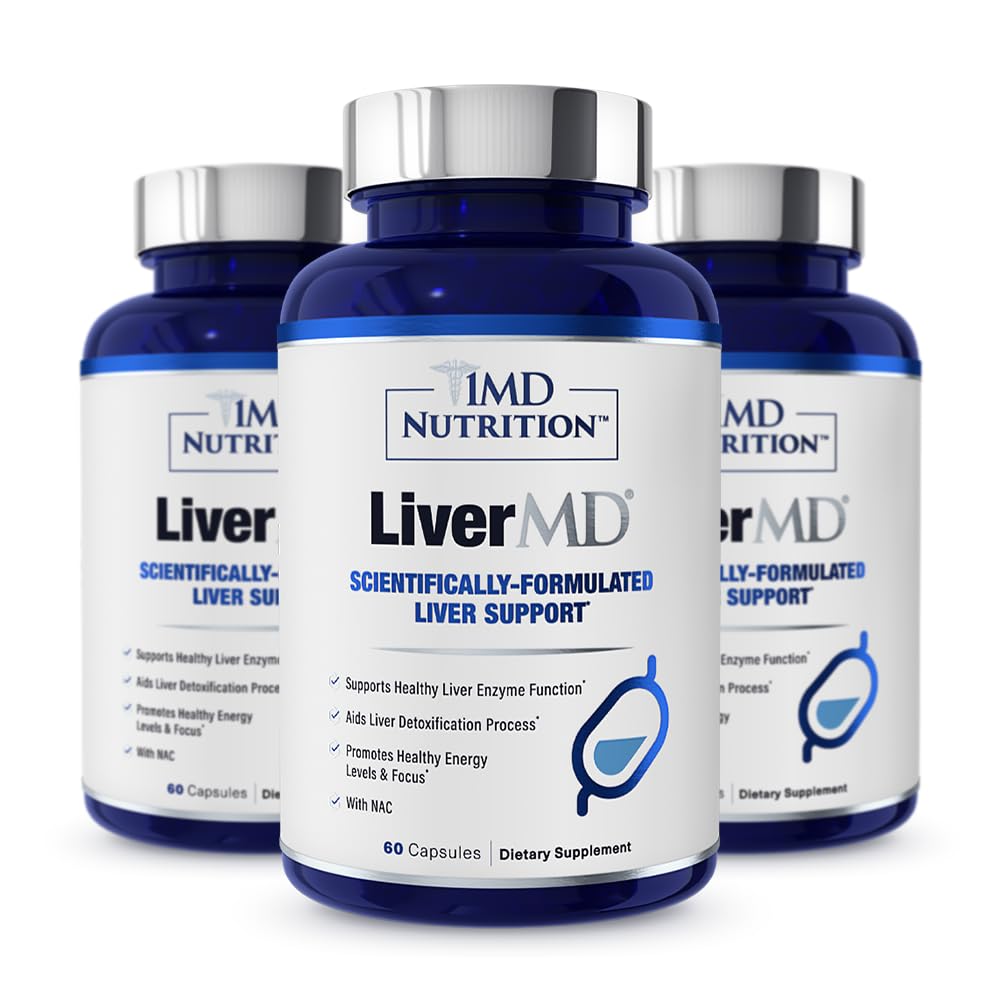 1MD LiverMD bottle front highlighting liver support for daily vitality