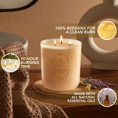 Living Good Candle Co. Tranquility vanilla-tonka base, comforting warm scent.