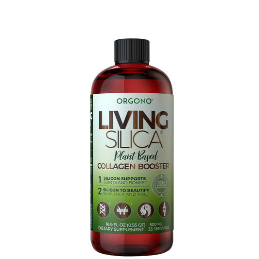 Living Silica bottle pour shows convenient daily use for joint and skin support.