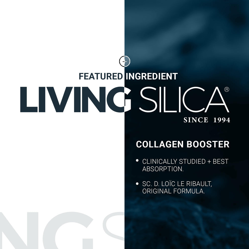 Living Silica ORGONO packaging close-up emphasizes allergen-free formulation.