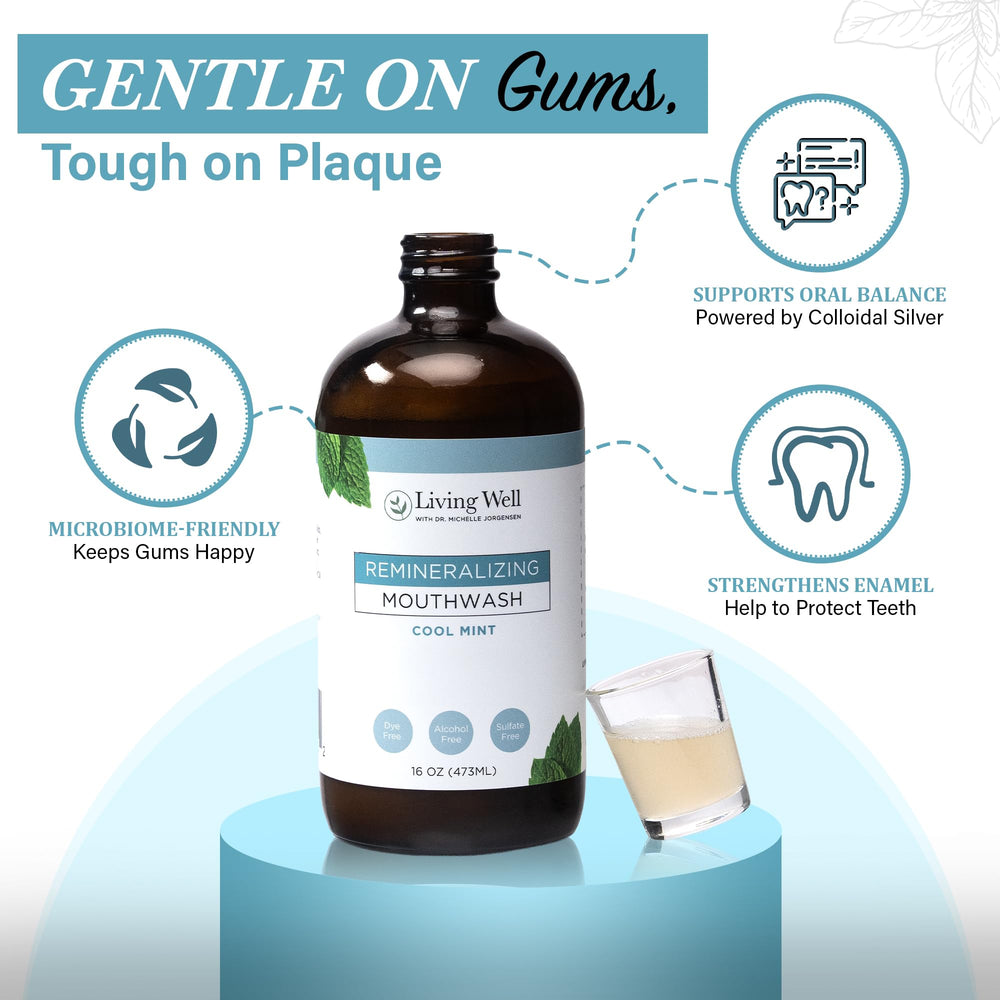 Mouthwash pour by Living Well with Dr. Michelle Cool Mint for a refreshing rinse