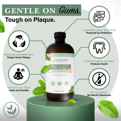 Product packaging of Living Well with Dr. Michelle mouthwash highlights holistic care