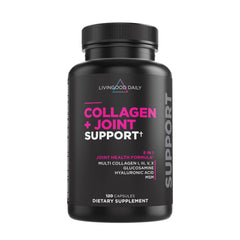 Livingood Daily Collagen Joint Support bottle front view showing compact packaging for daily use