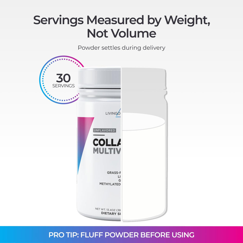 Vanilla flavor Livingood Daily collagen powder mixed into smoothie