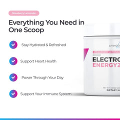 Livingood Daily Electrolytes tub label highlights keto and gluten-free benefits.