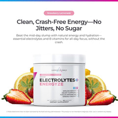 Livingood Daily Electrolytes powder scoop beside the tub for easy measuring.