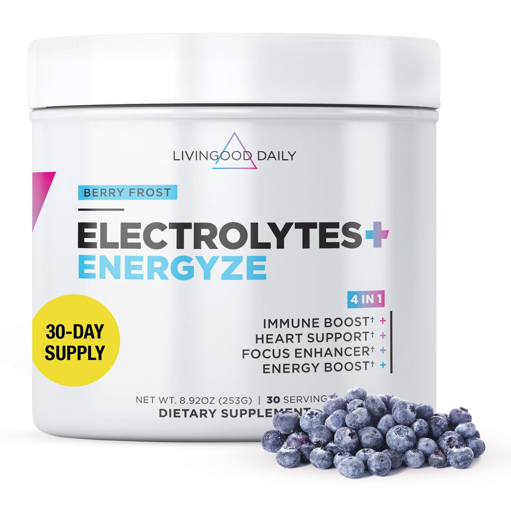 Livingood Daily Electrolytes powder tub supports daily hydration.