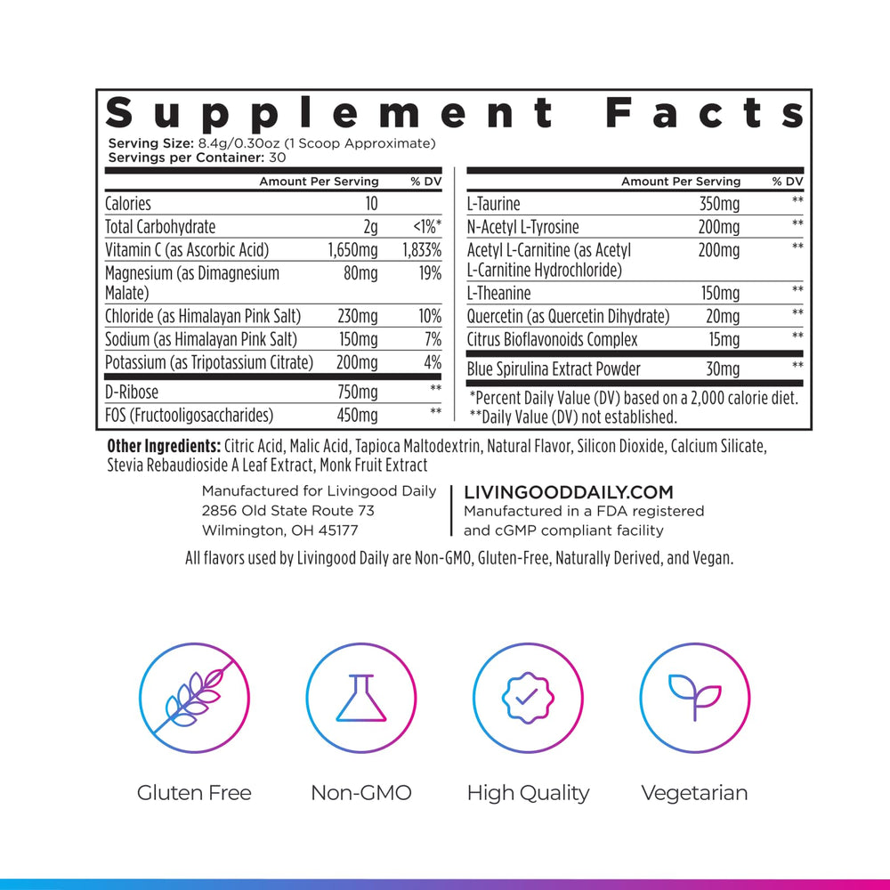Livingood Daily Electrolytes travel shaker bottle for on-the-go hydration.