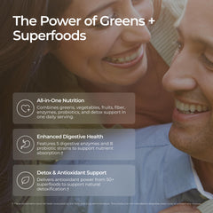 Livingood Daily Greens berry flavor packaging emphasizes taste and mixability.