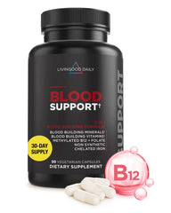 Livingood Daily iron supplement bottle close-up highlighting chelated iron benefits