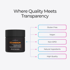 Livingood Daily Magnesium bottle with glass demonstrates simple daily intake.