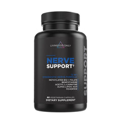 Livingood Daily Nerve Support capsules close-up showing daily nerve health support