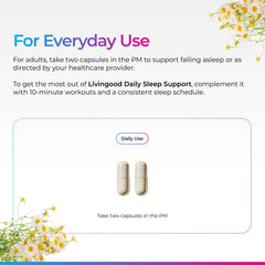Livingood Daily Sleep Support glass bottle on nightstand setup