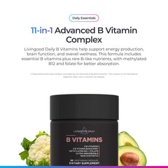 Livingood Daily Vitamin B Complex capsules ready for daily supplementation.