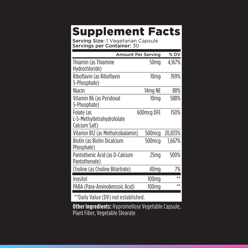 Livingood Daily Vitamin B Complex nightly routine setup with capsule and water.