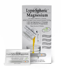LivOn Magnesium L-Threonate box and packets on a clean surface for convenient dosing.