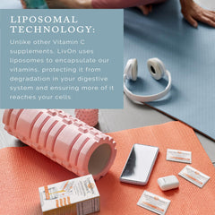 LivOn Liposomal C scoop-dispense image highlights easy portion control for consistent daily dosing